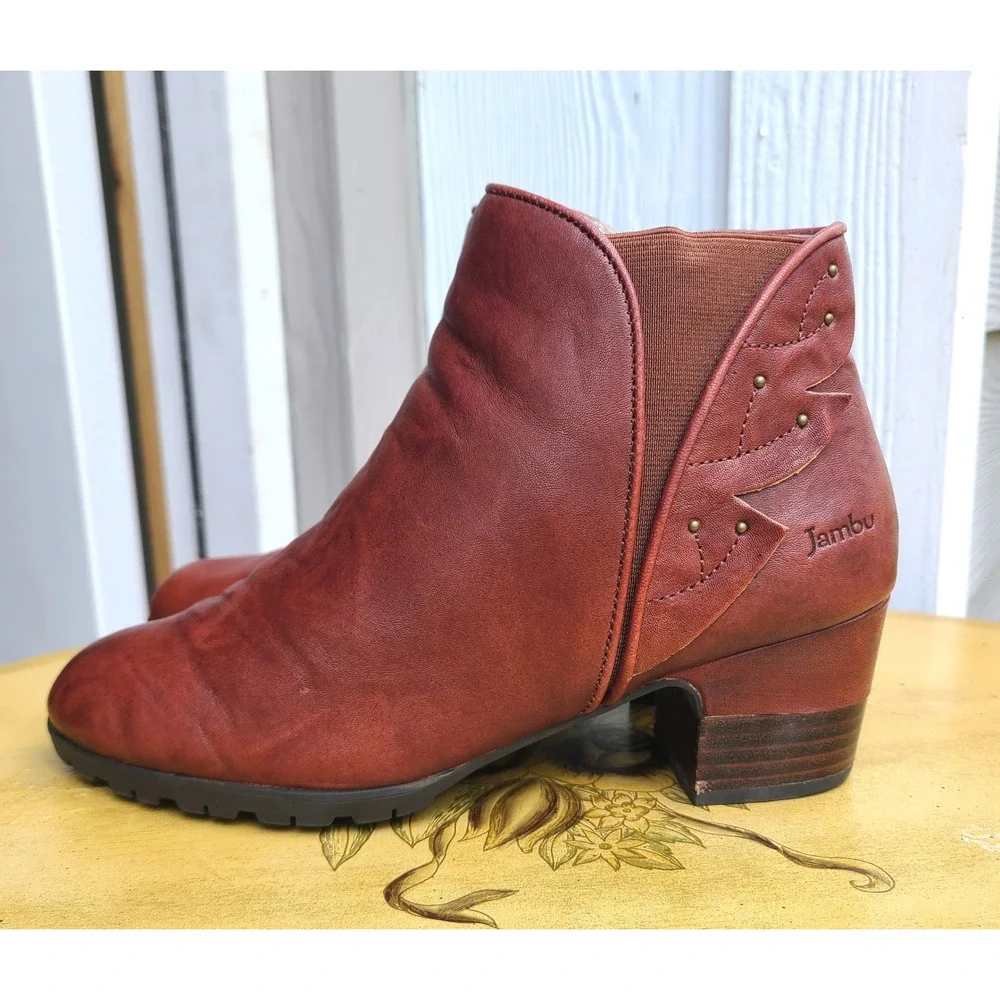 Jambu US‎ 9 Brown Artsy Leather Ankle Boots Cottagecore Fairy Fae Whimsical - Picture 3 of 9